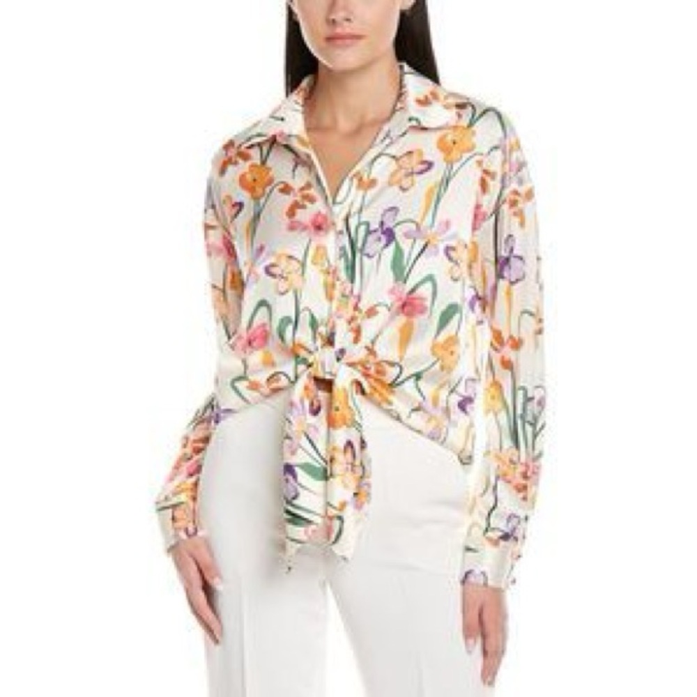 NWT Hutch Floral Print Tie-Front Blouse